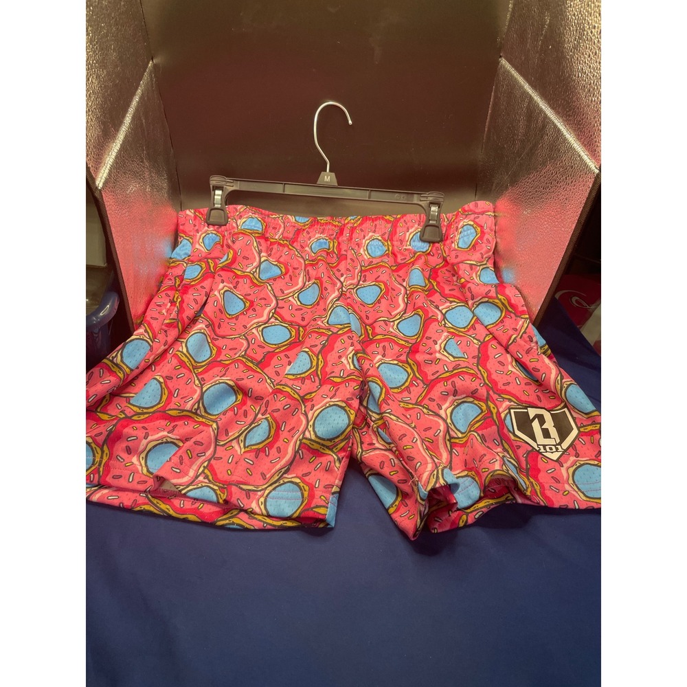 Baseball Lifestyle 101 Donut Shorts Strawberry Pink Mesh Athletic Mens Medium